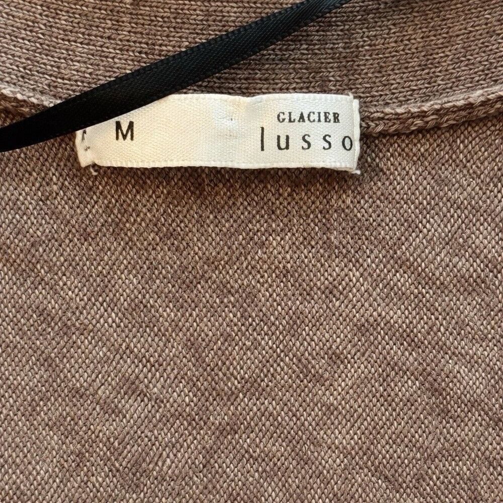 GLACIER Lusso Cardigan Sweater Womens M Taupe V Neck Button Front Wool Blend - Picture 4 of 4
